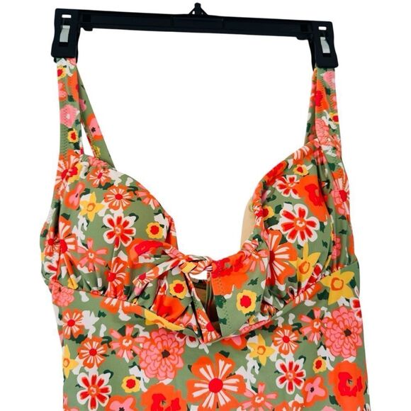 BERLOOK Women's Tie Floral Sexy One-Piece Tankini Swimsuit Size Small - Picture 3 of 7